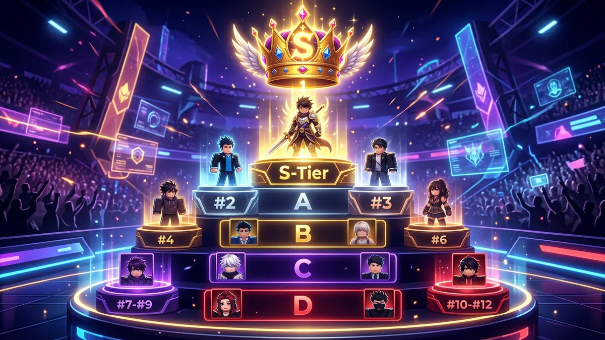 Anime Knockout tier list showing all characters ranked from S to D tier