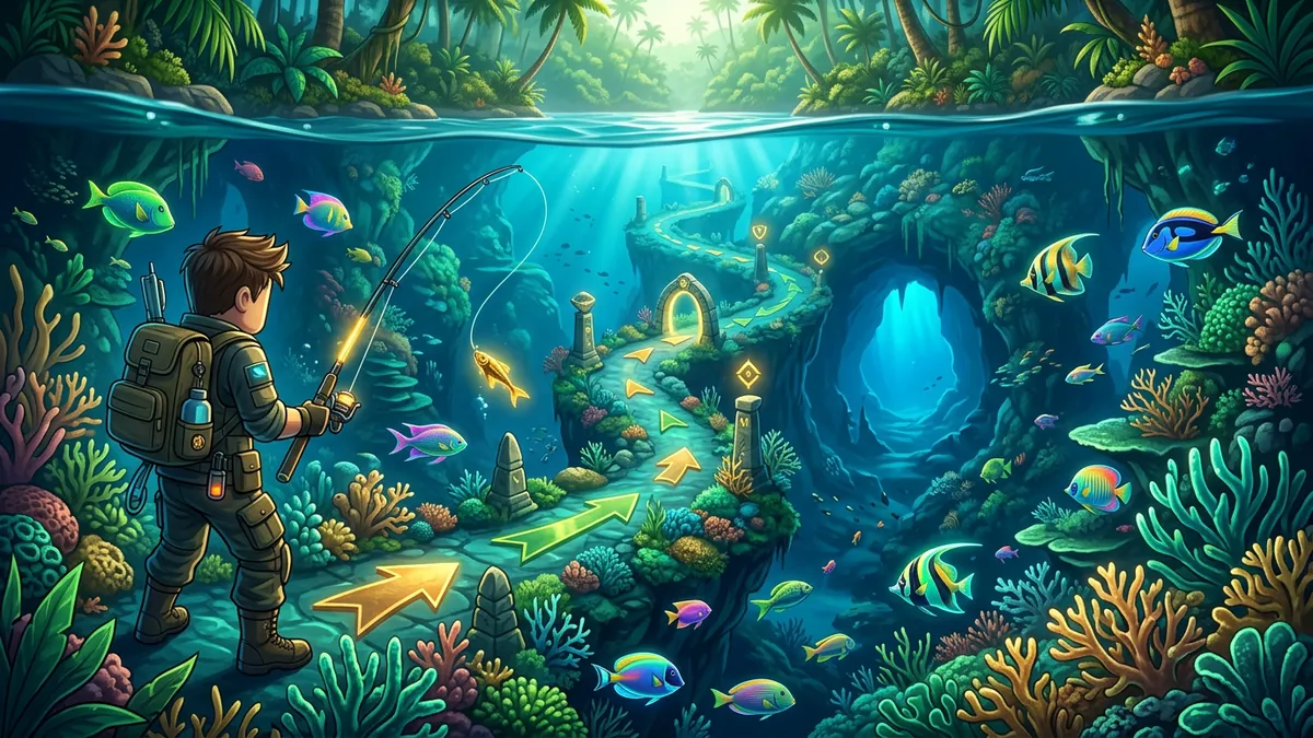 Fisch Jungle Expansion guide showing Toxic Grove and Living Garden areas