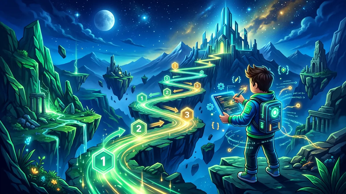 Roblox Luau scripting tutorial showing code editor in Roblox Studio